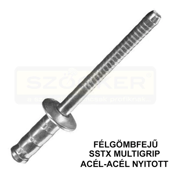 HÚZÓSZEGECS NYITOTT 4,8*6.6 DIN 7337A FGF ACÉL-ACÉL DSU SSTX MULTIGRIP UTOLSÓ DBOK