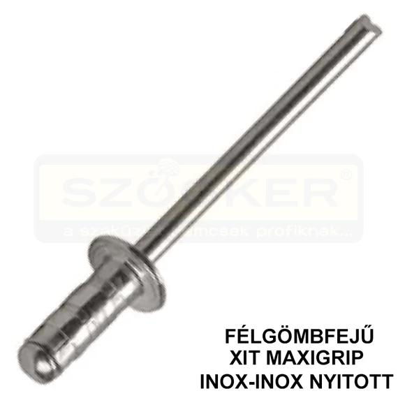 HÚZÓSZEGECS NYITOTT 4.8*07 DIN 7337A FGF A2A2 INOX-INOX DSU XIT MAXIGRIP UTOLSÓ DB-OK