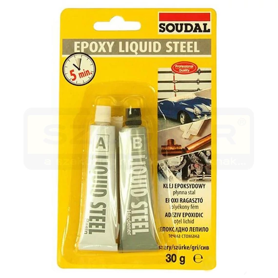 RAGASZTÓ SOUDAL LIQUID STEEL 30g-  5 PERCES, SZÜRKE SOUDAL 124932