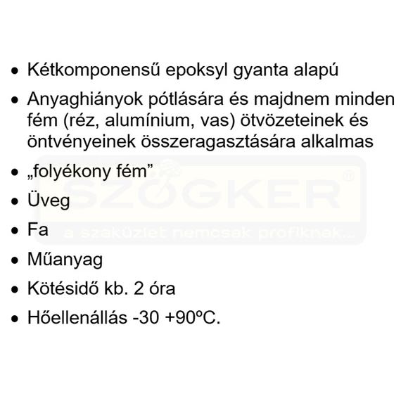 RAGASZTÓ EPOXY 2K. 2*20ml FÉM, ÜVEG, FA, MŰANYAG TECHNICOLL E-143