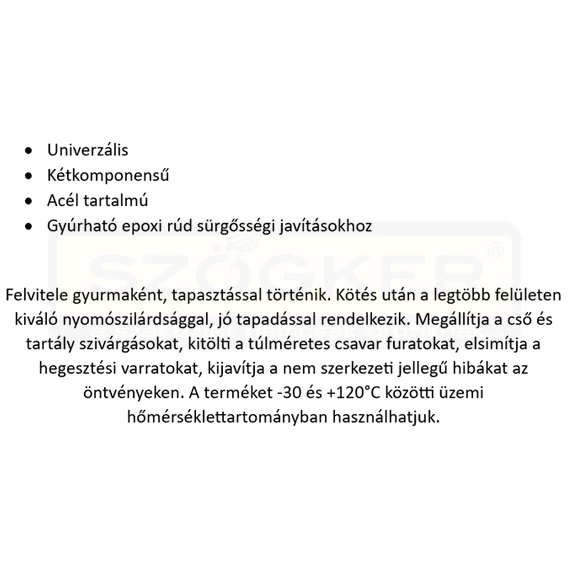 RAGASZTÓ EPOXY GYURMA 114GR FÉMHEZ UTOLSÓ DARABOK LOCTITE 3463