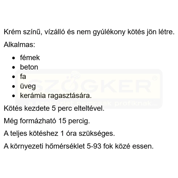 RAGASZTÓ EPOXY 25ML 5 PERCES KRÉMSZÍNŰ,ÁLTALÁNOS 2 KOMP. DEVCON S-210 21045