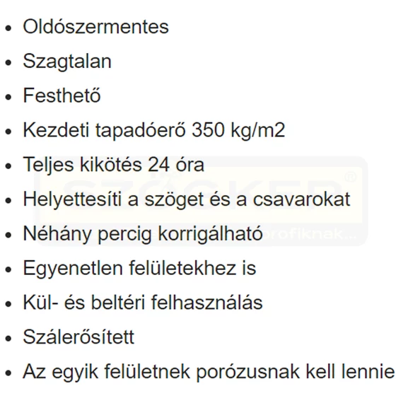 RAGASZTÓ ÉPÍTÉSI 380ml T-REX - FEHÉR AZONNALI KÖTÉS SOUDAL 125931 PIROS CÍMKE