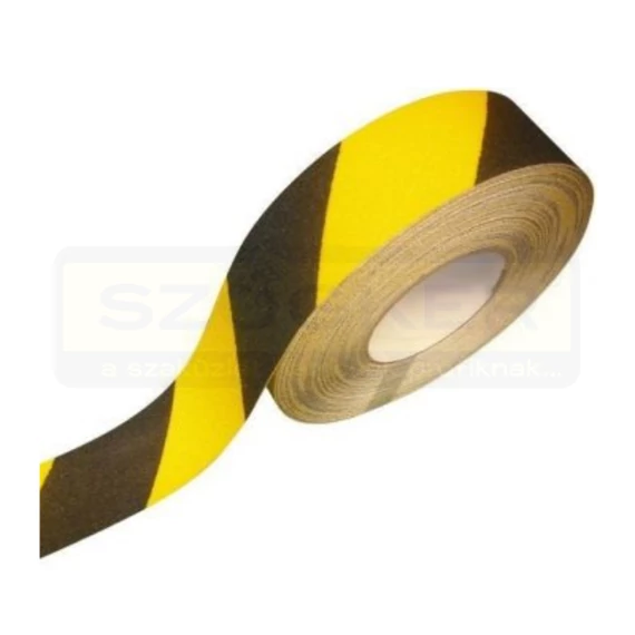 LÉPCSŐ CSÚSZÁSGÁTLÓSZALAG 18,3M*25mm SÁRGA-FEK. FOK.ÉRD. IMPORT