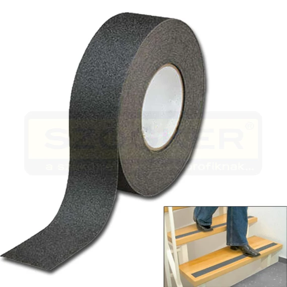 LÉPCSŐ CSÚSZÁSGÁTLÓSZALAG 18,3M*25mm FEKETE FOKOZ.ÉRDES IMPORT