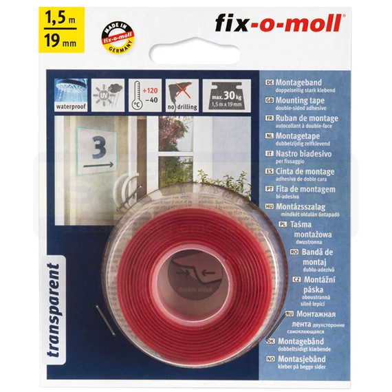 FIX-O-MOLL 4501 KÉTOLDALAS RAGASZTÓSZALAG 1,5M*19mm POWER-TECH.SZÍNTELEN