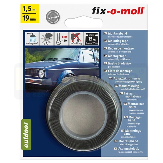 FIX-O-MOLL 4519 KÉTOLDALAS RAGASZTÓSZALAG 1,5M*19mm POWER-TECH.FEKETE