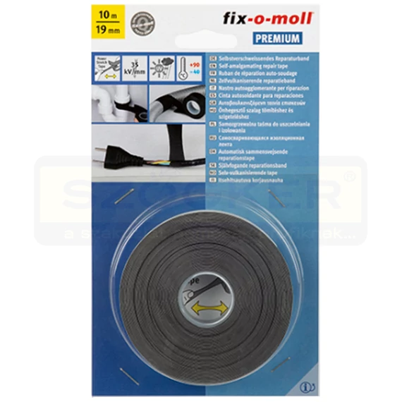 FIX-O-MOLL 3563085 RAGASZTÓSZALAG PREMIUM FEKETE 10M*19mm UV ÉS IDŐJ. ÖNVULKAN.