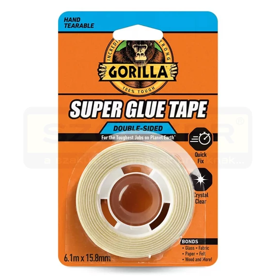 RAGASZTÓSZALAG KÉTOLDALAS 15,8mm*6,1M VÍZTISZTA GORILLA 115718