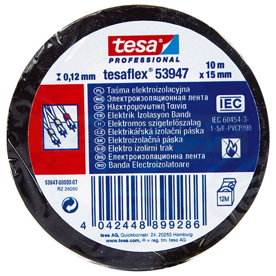 TESA SZALAG 03854 SZIGETELŐSZALAG 15mm/10FM FEKETE