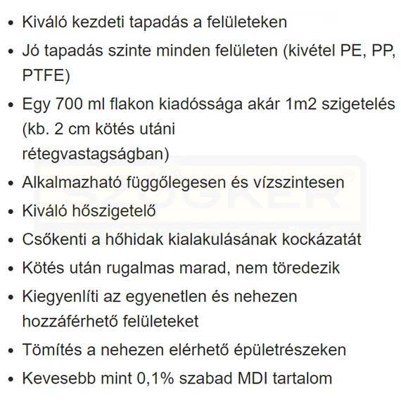 SZÓRHATÓ SZIGETELŐ PURHAB 700ML 1M2 SZIGETELÉS 2CM VAS SOUDAL 155984