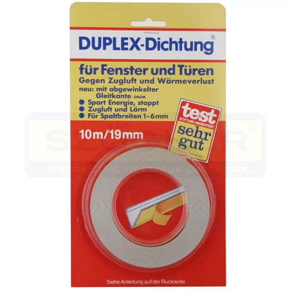 ABLAKSZIGETELŐ SZALAG 10M*19mm FEHÉR V ALAKÚ LETEX DUPLEX-DUPLO