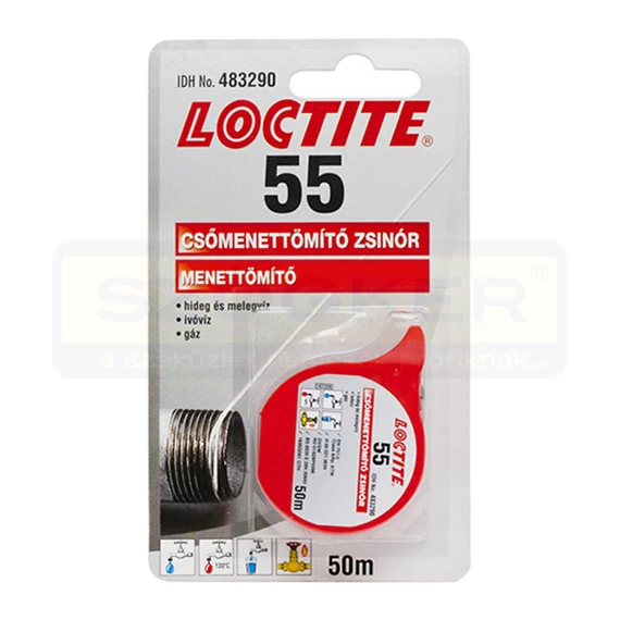 CSŐMENET TÖMÍTŐ ZSINÓR 50M-ES VÍZHEZ,GÁZHOZ LOCTITE 55