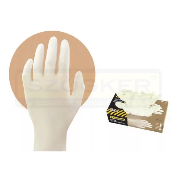 VÉDŐKESZTYŰ LATEX M ENYHÉN PÚDERES, 100DB/CSOMAG F.F.GROUP 27143