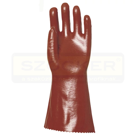 VÉDŐKESZTYŰ PVC MÁRTOTT 10 BORDÓ SAV,LÚG OLAJÁLLÓ 40cm COVERGUARD 3640
