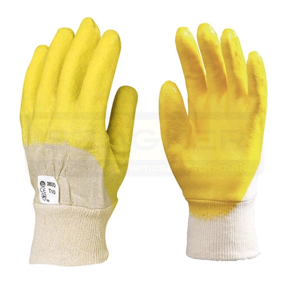 VÉDŐKESZTYŰ MÁRTOTT LATEX 10 SÁRGA,CSÚSZÁSBIZTOS COVERGUARD 3800