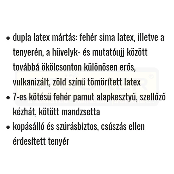VÉDŐKESZTYŰ MÁRTOTT LATEX 10 ZÖLD KÖTÖTT KÉZFEJ COVERGUARD 3840