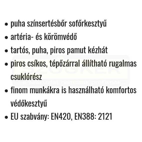 VÉDŐKESZTYŰ SOFŐR SZÍNSERTÉS10 SZÜRKE, PIROS KÉZHÁT, TÉPŐZÁR COVERGUARD M4515/11