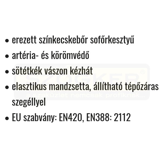 VÉDŐKESZTYŰ SOFŐR KECSKEBŐR 8 KÉK KÉZHÁT TÉPŐZÁRAS COVERGUARD 860