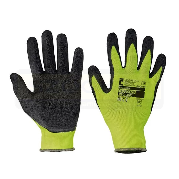 VÉDŐKESZTYŰ NYLON MÁRTOTT 10 PALAWAN SÁRGA-FEKETE CERVA 0108002999100