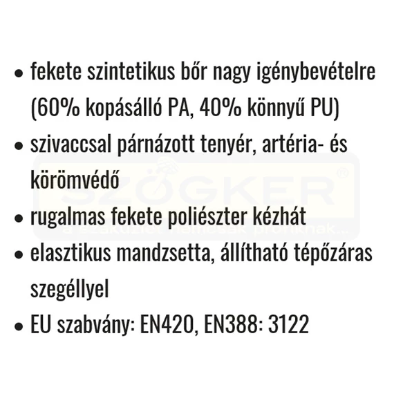 VÉDŐKESZTYŰ SOFŐR TÉPŐZÁRAS 10 FEKETE SZINTETIKUS BŐR COVERGUARD 930