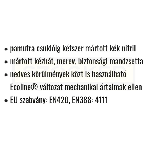 VÉDŐKESZTYŰ MÁRTOTT NITRIL 10 KÉK MEREV MANDZSETTÁVAL COVERGUARD 9620