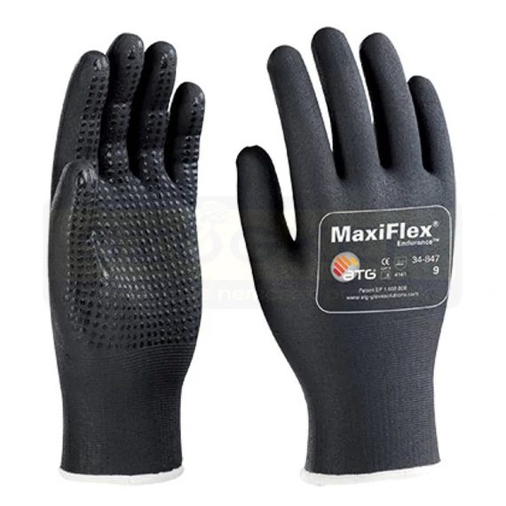 VÉDŐKESZTYŰ FEKETE PÖTTYÖS 08 MAXIFLEX ENDURANCE 34-847 ATG VO-A3062/8