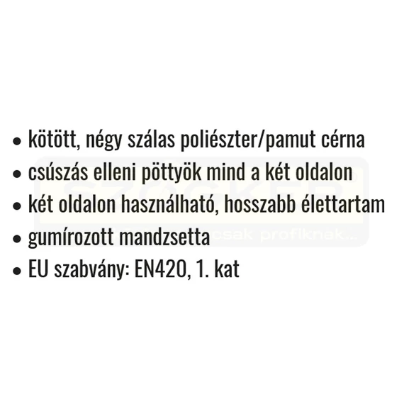 VÉDŐKESZTYŰ PAMUT KÖTÖTT 09 KÉTOLDALON KÉK PÖTTYÖS FÉRFI COVERGUARD 4355