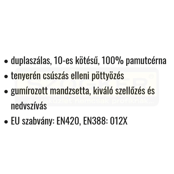 VÉDŐKESZTYŰ PAMUT DUPLASZÁL 07 SÁRGA PÖTTYÖS, CSÚSZÁSÁLLÓ COVERGUARD 4360