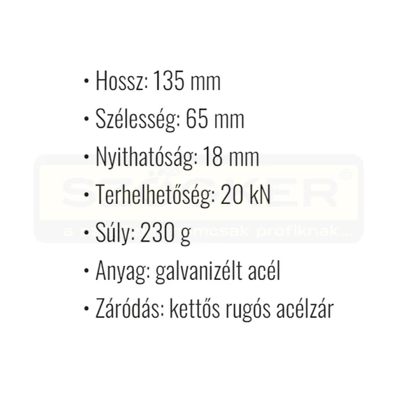 KARABÍNER KETTŐS RUGÓS 18mm EN362 HG. CADO 20kN COVERGUARD GAZ002