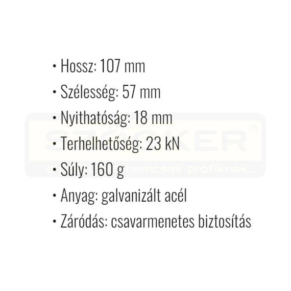 KARABÍNER CSAVAROS 18mm HG. TOPLOCK 23kN COVERGUARD 71110