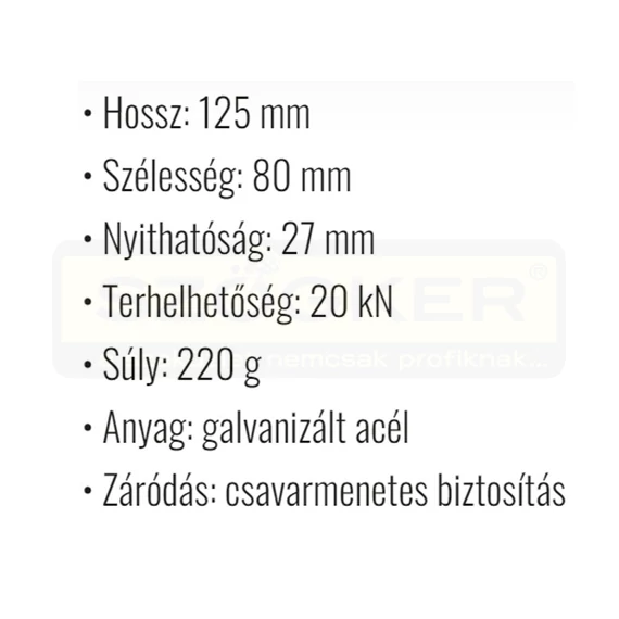 KARABÍNER CSAVAROS 27mm EN362 HG. CADO 20kN COVERGUARD AZ018