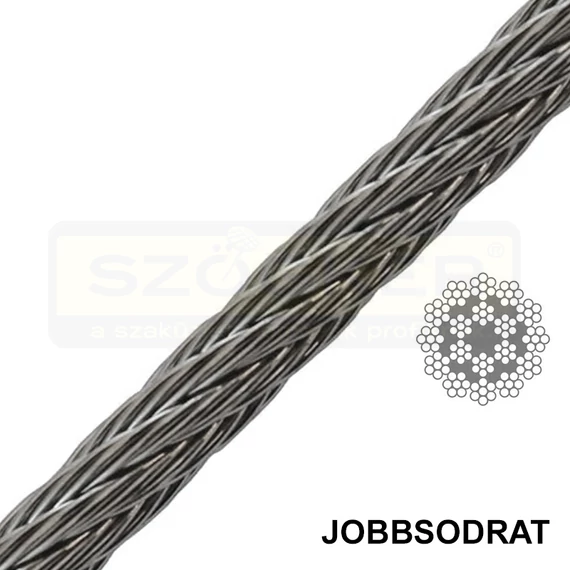 SODRONYKÖTÉL D8.0 18x7 WSC HG CSAVARODÁSMENTES JOBBSODRAT IMPORT
