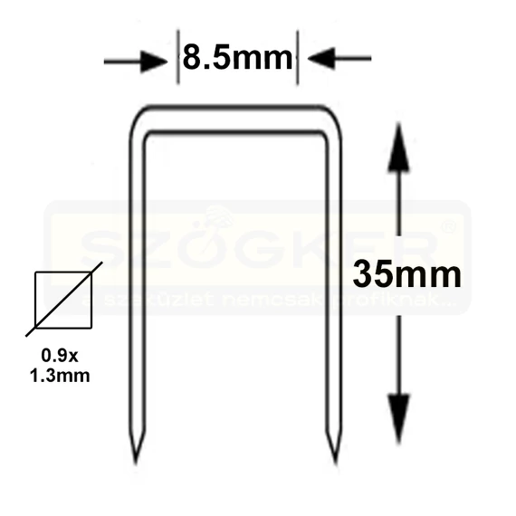 SZEGBELÖVŐHÖZ KAPOCS 35*8,5mm 3000DB/DOBOZ 1,3mm VASTAG BOSTITCH SL503535Z