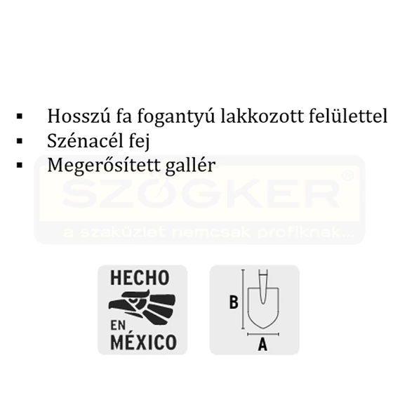 TRUPER PRL-P ÁSÓ LEMEZLAPÁT FAZONOS NYÉLLEL 114cm