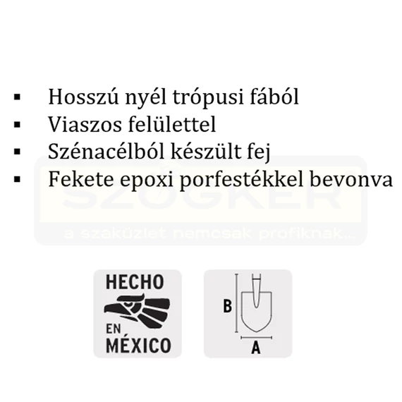 TRUPER PRD-L ÁSÓ PRETUL 49X21CM FEJ FAZONOS NYÉLLEL 114cm