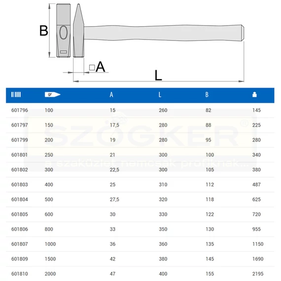 UNIOR 601806 KALAPÁCS 0.8KG 812