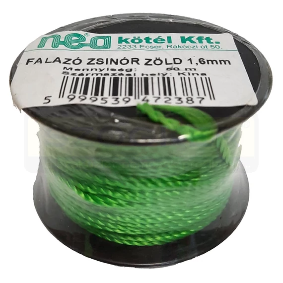 KŐMŰVESZSINÓR 1.6mm/50M ZÖLD FALAZÓ ZSINÓR MAGYAR