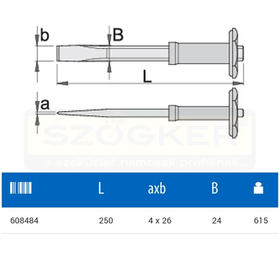 UNIOR 608484 HIDEGVÁGÓ LAPOS 250mm 660/6HS KÉK-FESTETT KÉZVÉDŐVEL
