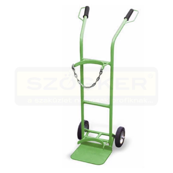 PALACKSZÁLLÍTÓ-KÉZIKOCSI 250KG TÖM.KERÉK EGYPALACKOS ZÖLDVÁZ MAGYAR M5