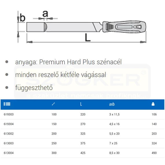 UNIOR 613003 MŰHELYRESZELŐ FÉLKEREK 250mm-1 761HB (ELŐ DURVA) NYELEZETT