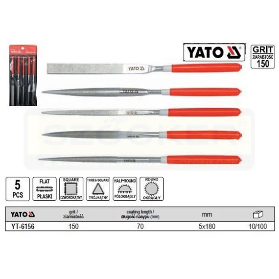 YATO 6156 TŰRESZELŐ KLT 150/5DB GYÉMÁNT MŰANYAG NYÉLLEL