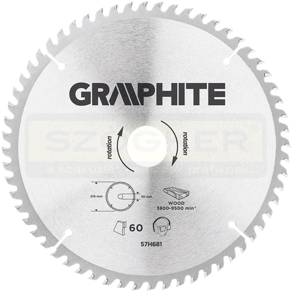 KÖRFŰRÉSZTÁRCSA D216*30/60F FÁHOZ GRAPHITE 57H681