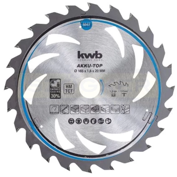 KÖRFŰRÉSZTÁRCSA D165*20/20F. FÁHOZ , PVC-HEZ KWB 49584759