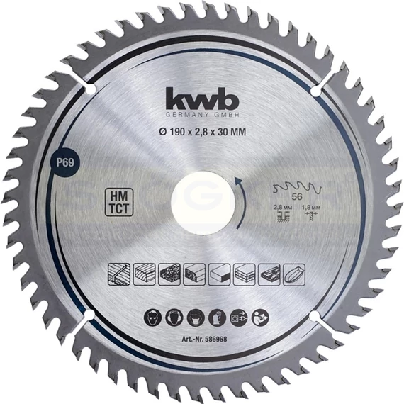 KÖRFŰRÉSZTÁRCSA D190*30/56F. FÁHOZ KWB 49586968