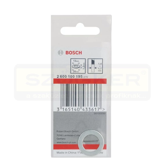 BOSCH 2600100195 KÖRFŰRÉSZTÁRCSÁHOZ ADAPTER D20/13/1.2mm SZŰKÍTŐ GYŰRŰ