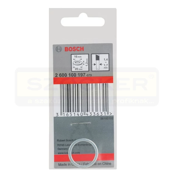 BOSCH 2600100197 KÖRFŰRÉSZTÁRCSÁHOZ ADAPTER D20/16  /1.2mm SZŰKÍTŐ GYŰRŰ