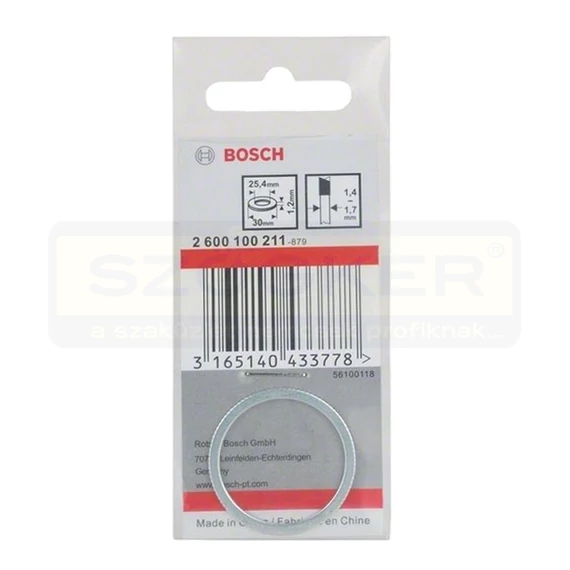 BOSCH 2600100211 KÖRFŰRÉSZTÁRCSÁHOZ ADAPTER D30/25.4/1.2mm SZŰKÍTŐ GYŰRŰ