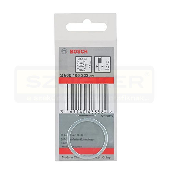 BOSCH 2600100222 KÖRFŰRÉSZTÁRCSÁHOZ ADAPTER D30/25.4/1.5mm SZŰKÍTŐ GYŰRŰ