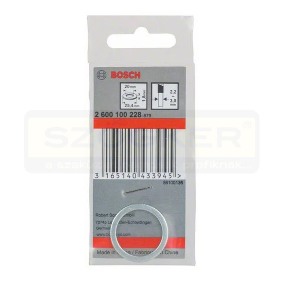 BOSCH 2600100228 KÖRFŰRÉSZTÁRCSÁHOZ ADAPTER D25.4/20/1.8mm SZŰKÍTŐ GYŰRŰ